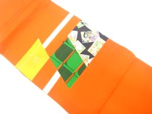 切りばめ　変わり横段に草花模様織り出し　名古屋帯